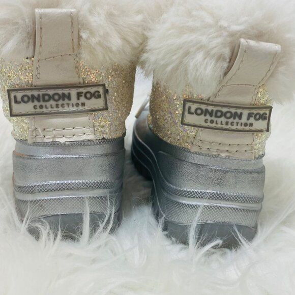 Children’s London Fog  Tadley Snow Boots With Silver Sparkles And White Faux Fur - Picture 4 of 8